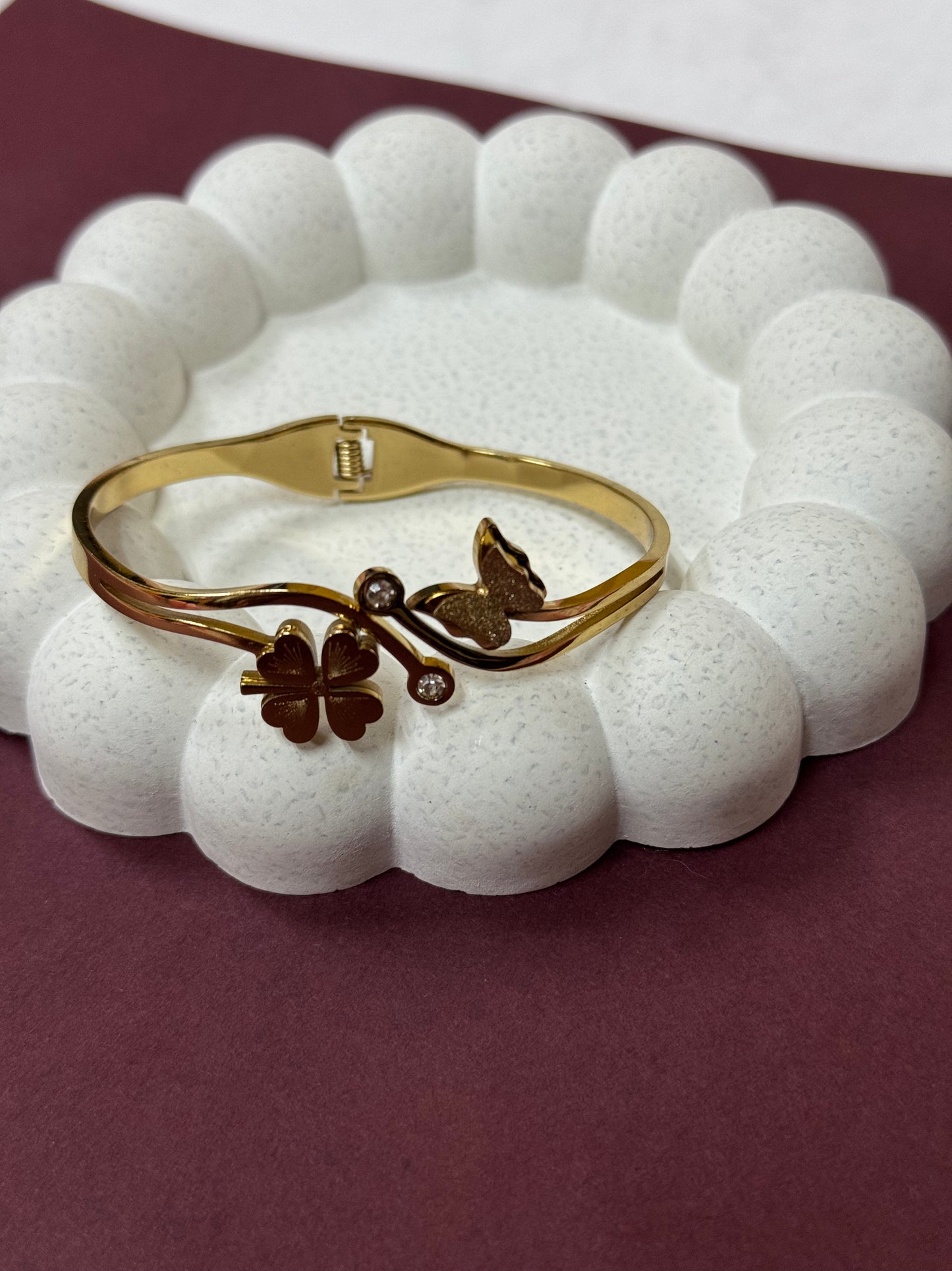 Elegant Golden Butterfly & Floral Bracelet
