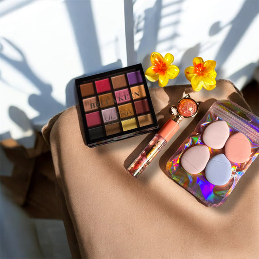 Sunlit Beauty Essentials β Makeup Flat Lay with Floral TouchβοΈπΌβ¨