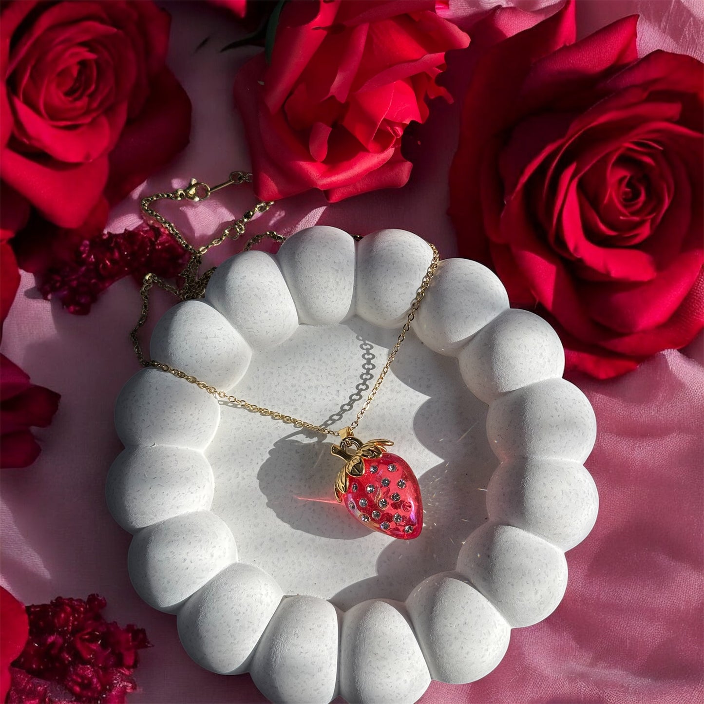 Whimsical Crystal Strawberry Necklace 🍓✨
