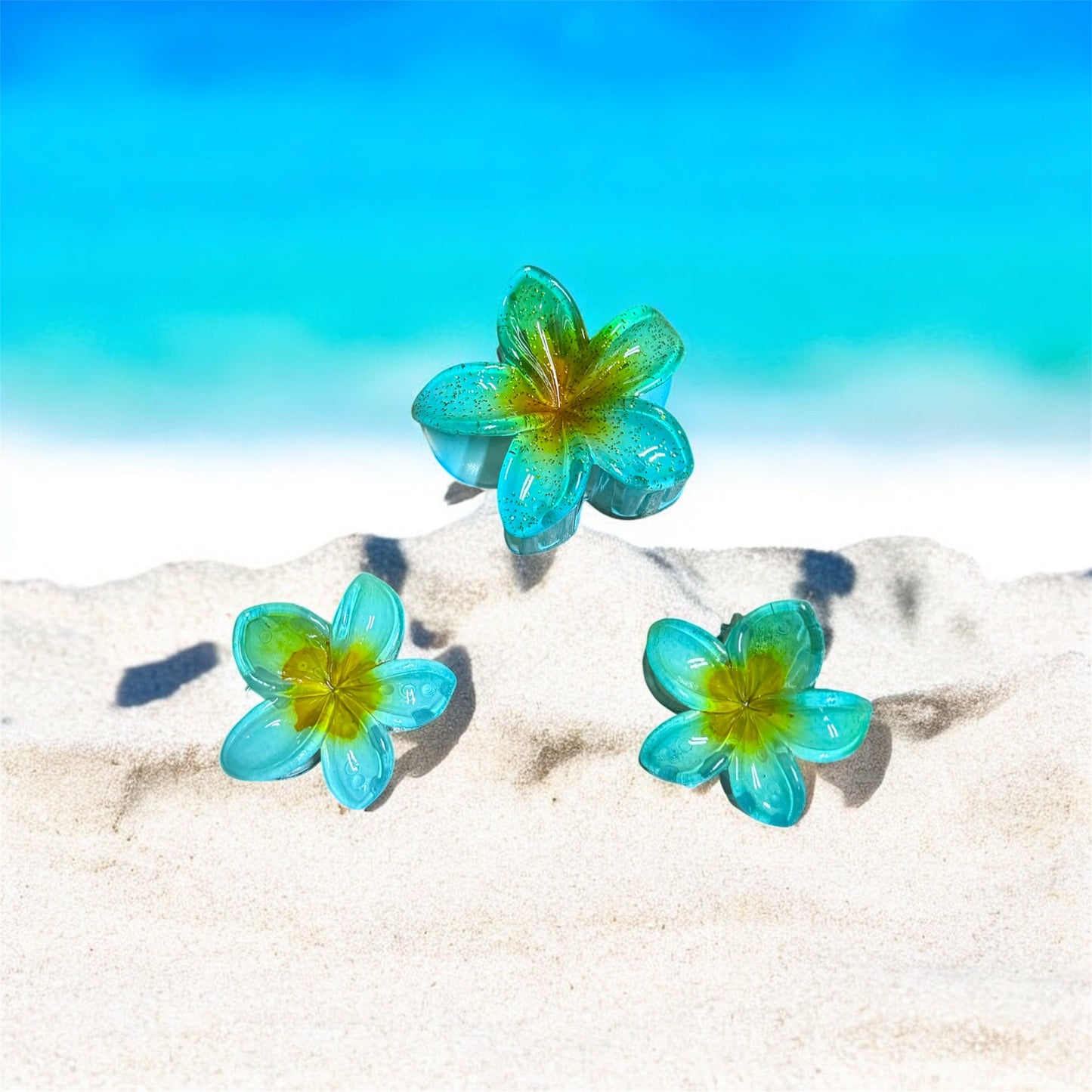 🌸 Floral Mini Hair Claw Clips – Combo of 3