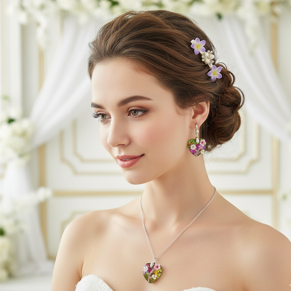 Tropical Bloom Heart Resin Jewelry