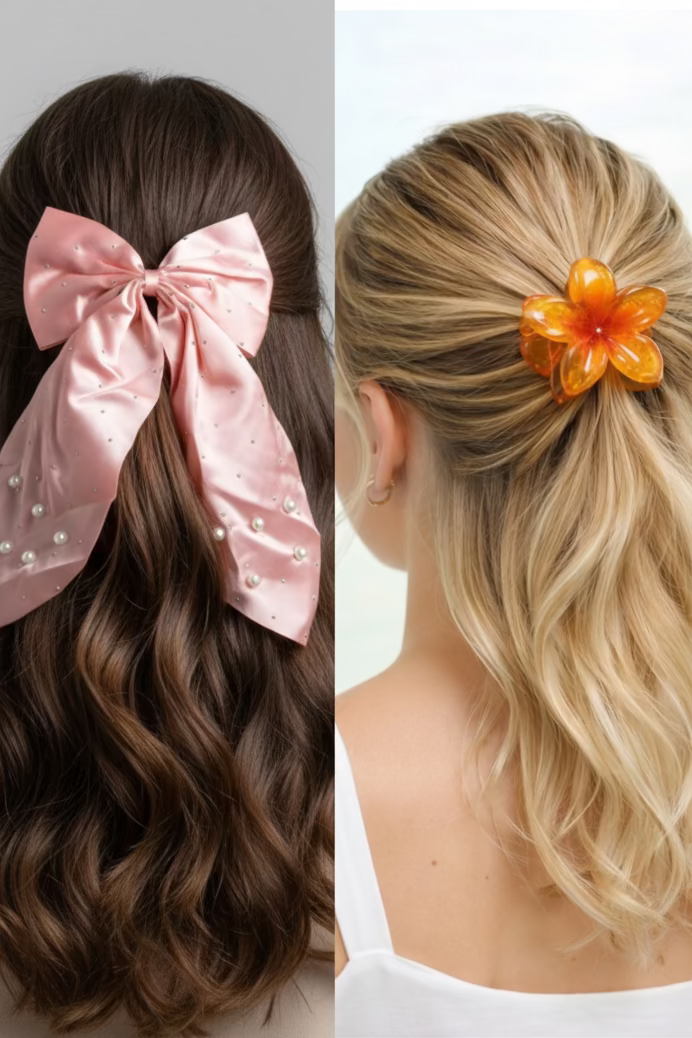 Elegant Pink Bow with Floral Charm