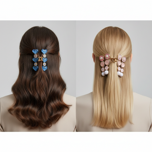 Pastel Pink & Blue Heart Accessory Set