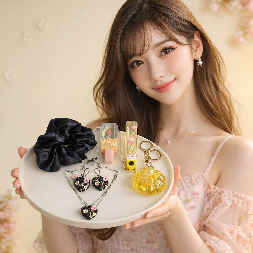 Floral Heart Jewelry, Scrunchie, and Novelty Set