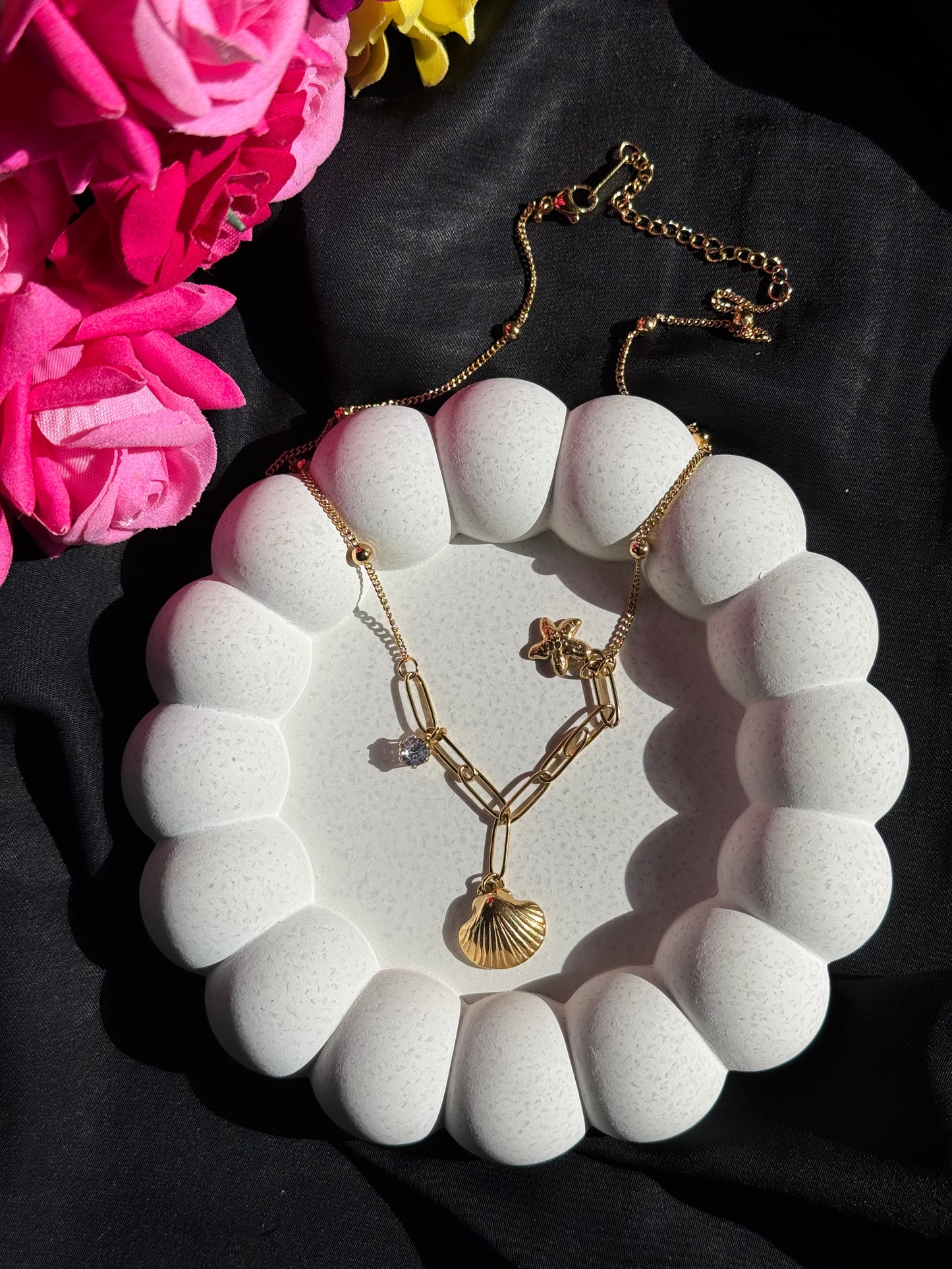 Island Muse Layered Shell and Star Charm Necklace