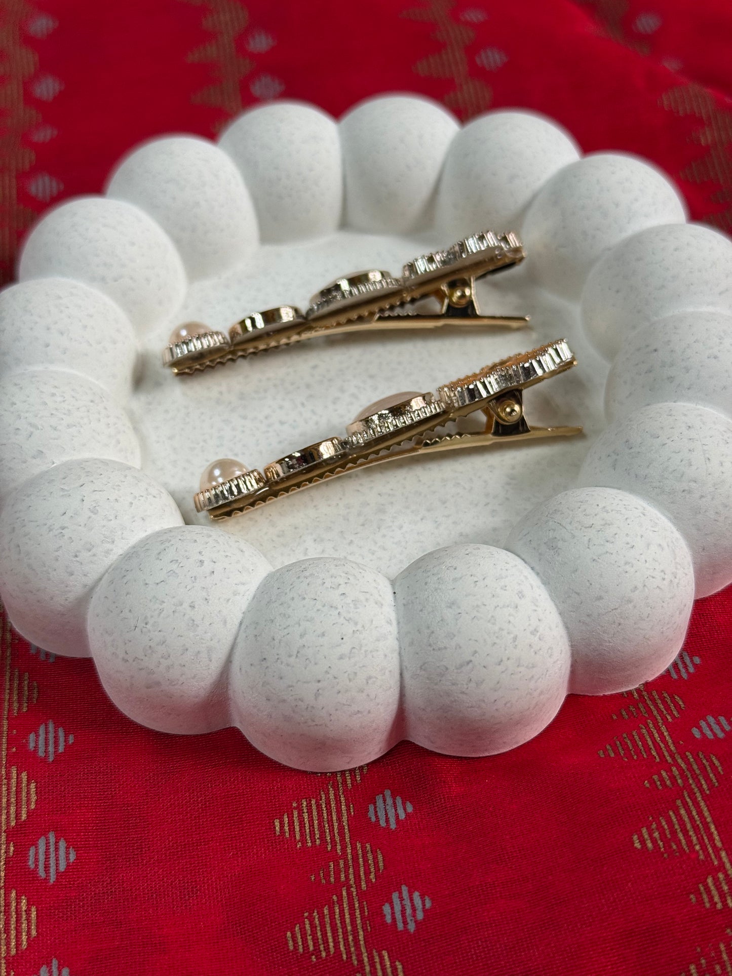 Pastel & Orange Floral Hair Clips Set