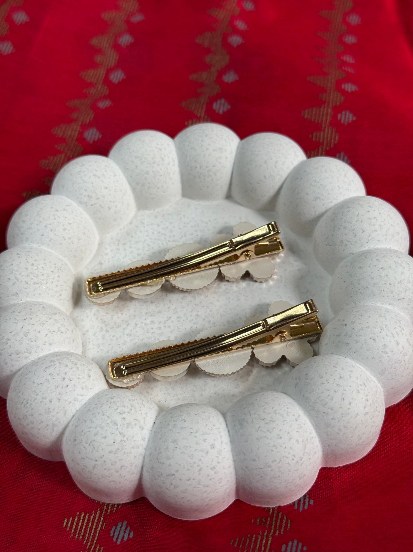 Pastel & Orange Floral Hair Clips Set