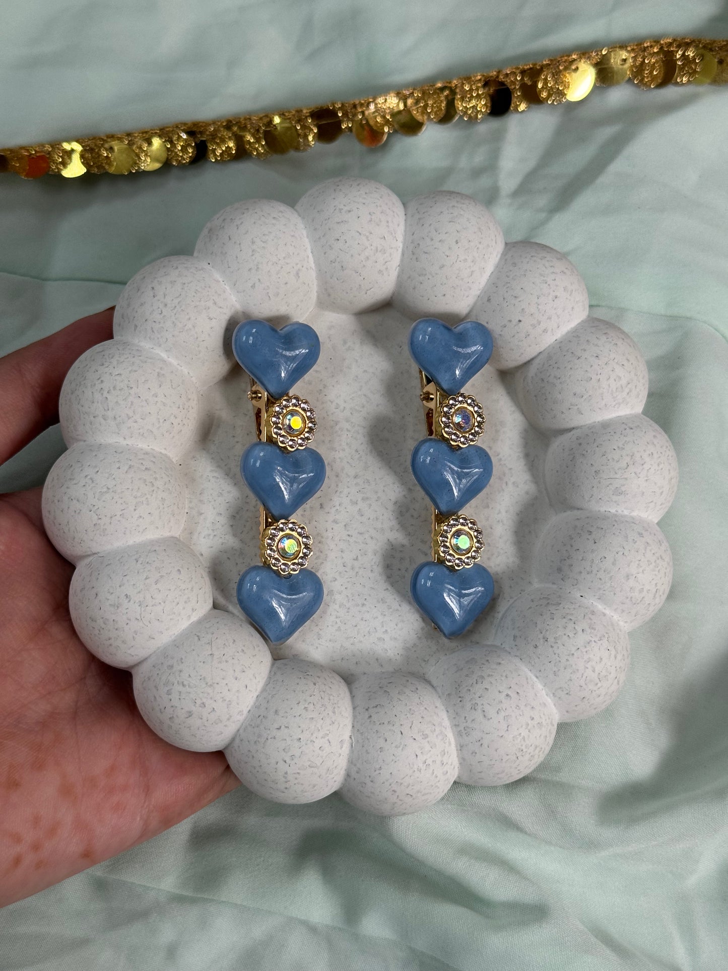 Pastel Pink & Blue Heart Accessory Set