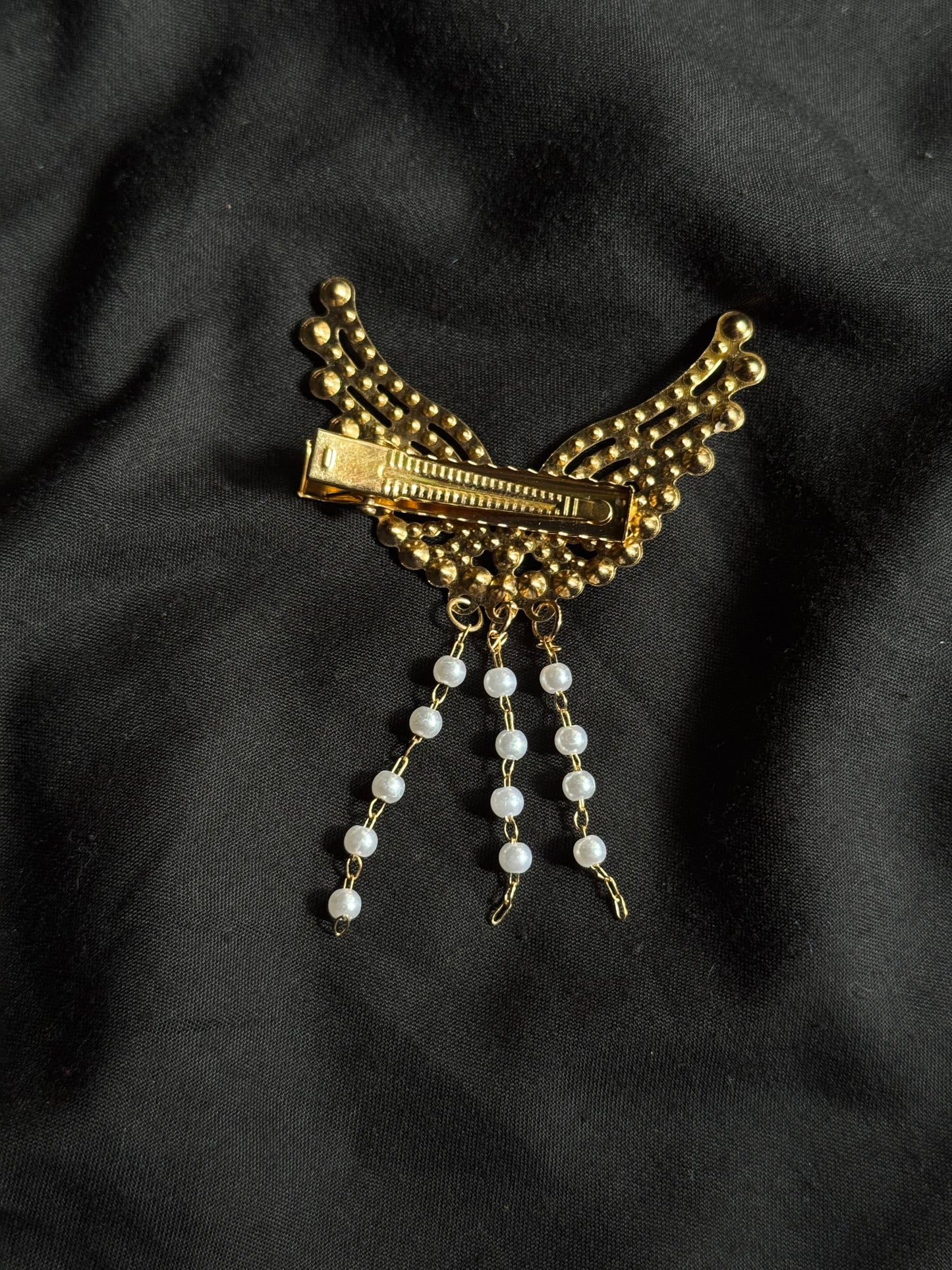 Regal Pearl Butterfly Wings and Floral Hair Clips