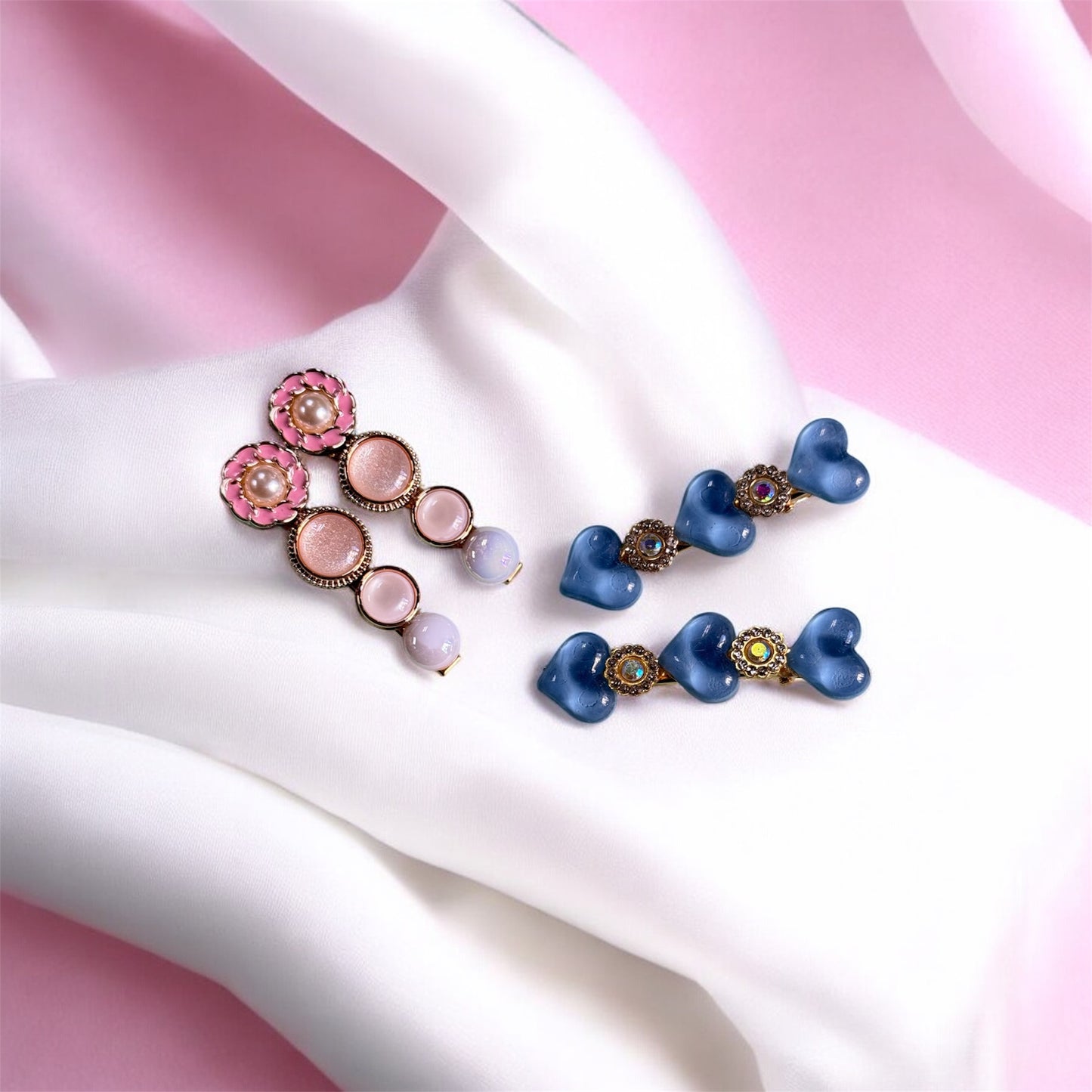 Pastel Pink & Blue Heart Accessory Set