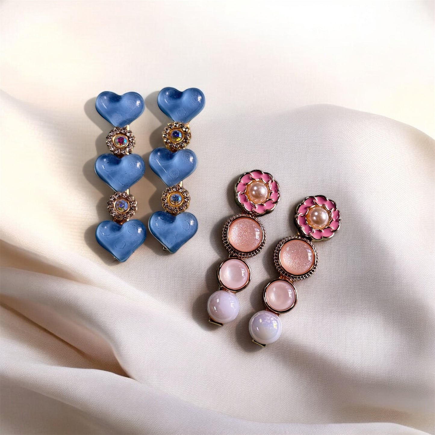 Pastel Pink & Blue Heart Accessory Set