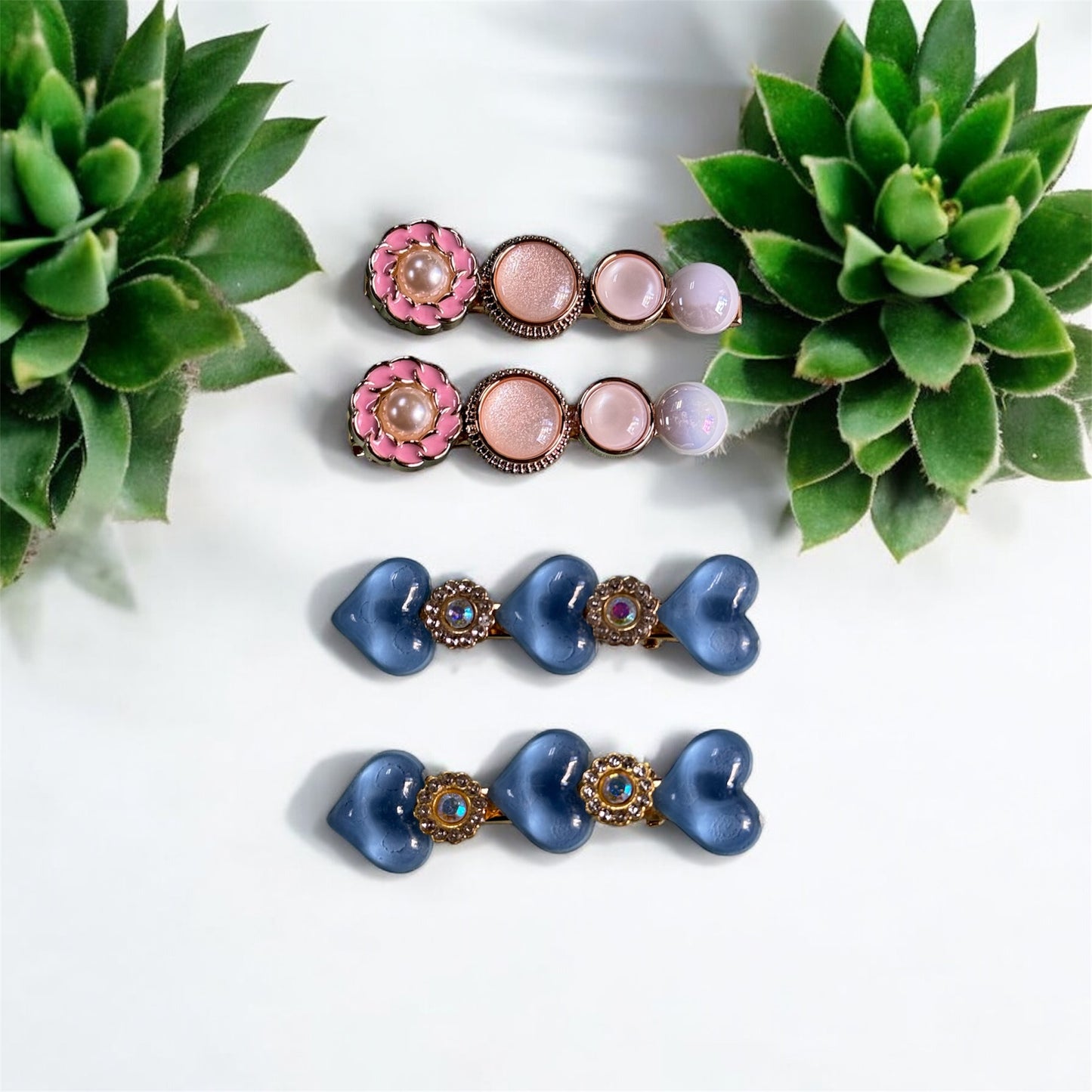 Pastel Pink & Blue Heart Accessory Set