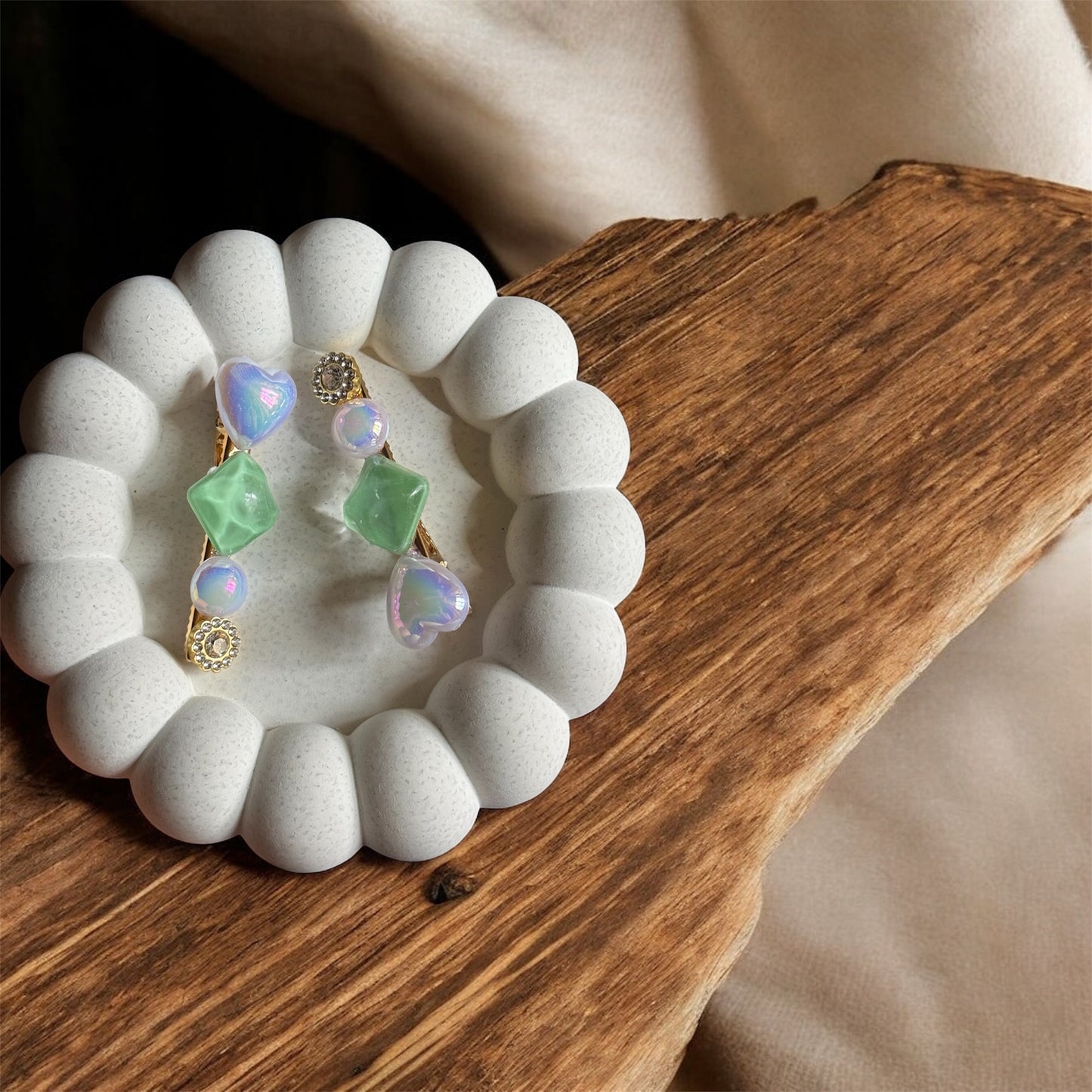 Mint and Pearl Aesthetic Hair Barrette Set