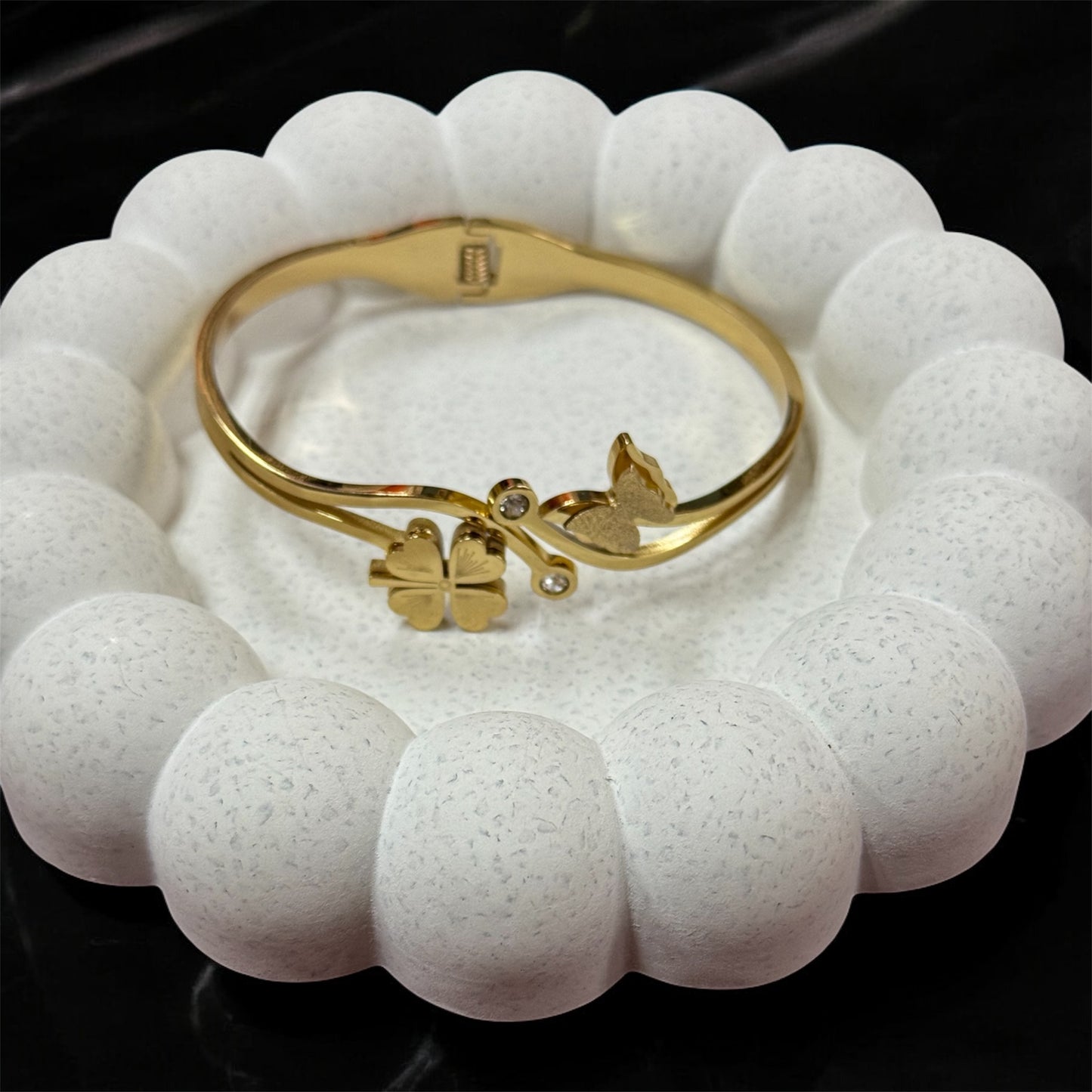 Elegant Golden Butterfly & Floral Bracelet